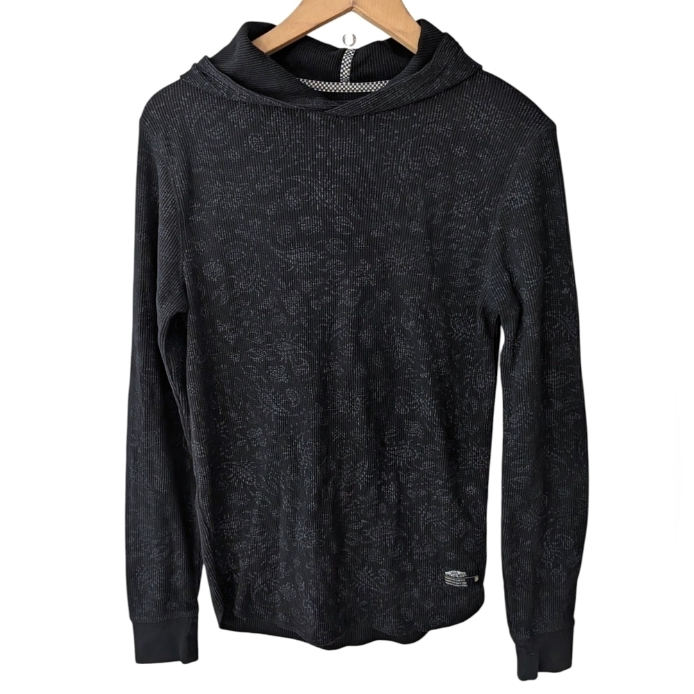 Vans Black Patterned Men's Hoodie Sweater Cotton Casual Size S